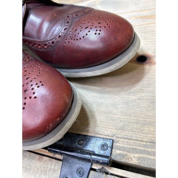 Hugo Boss Mens Brogue Dress Shoes Red Wingtip Lace Up Leather US12 EU45